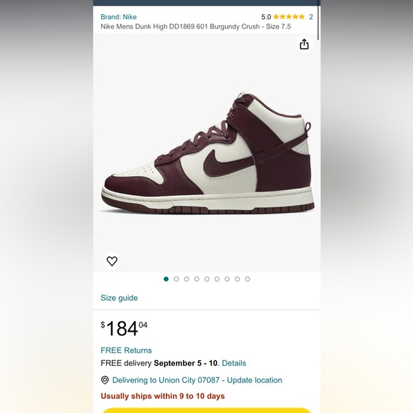 Wmns Dunk High 'Burgundy Crush Nike Dunk Burgundy 8.5 US Maroon Trendy color - Picture 9 of 9